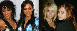 Tia and Tamera in a shoot out with Mary-Kate and Ashley.